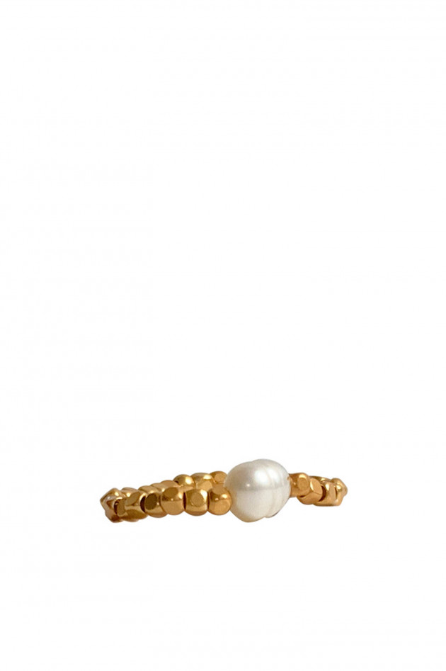 IBU Jewels Stretch-Ring PEGGY PEARL in Gold/Weiß