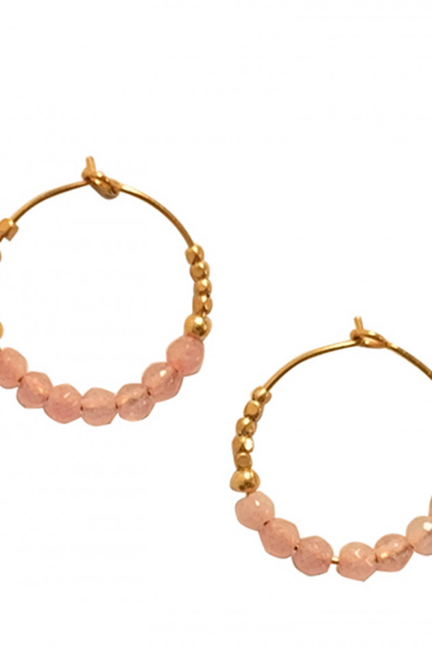 IBU Jewels Kreolen STONES HOOP mit Rosenquarz in Gold/Rosé