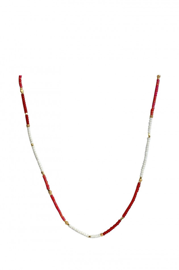IBU Jewels Perlenkette CHOKER BLOCK SAND in Weiß/Rot