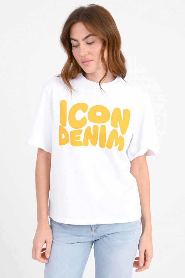 Icon Denim Oversize-Shirt SAMMY in Weiß/Gelb