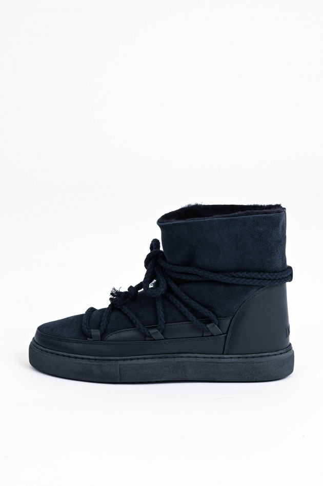 Inuikii Lammfell-Boot aus Veloursleder in Navy