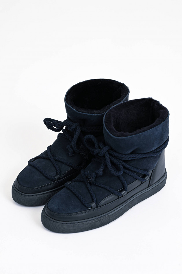 Inuikii Lammfell-Boot aus Veloursleder in Navy