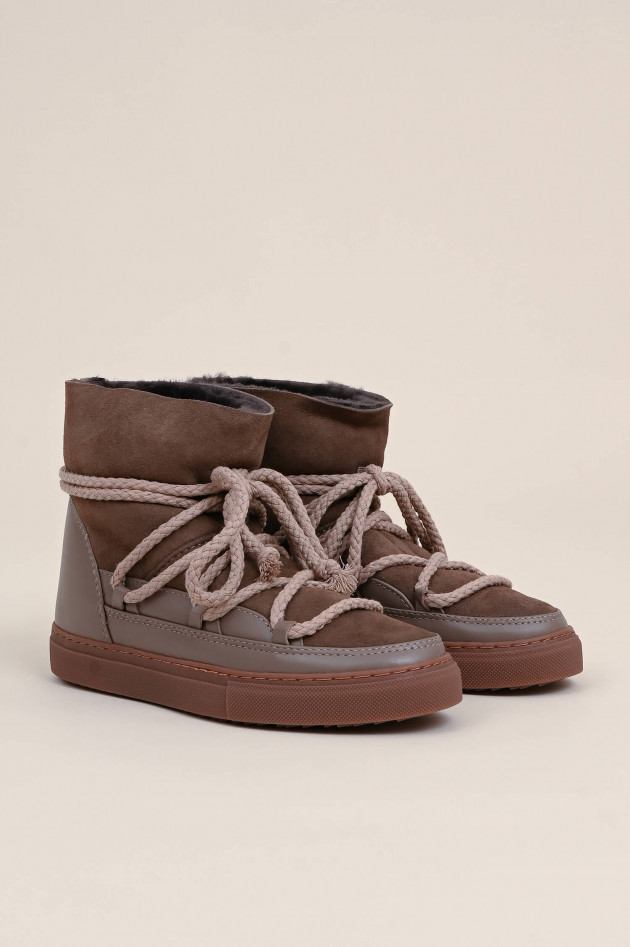 Inuikii Lammfell-Boots CLASSIC aus Veloursleder in Taupe