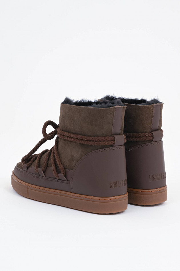 Inuikii Lammfell-Boots CLASSIC aus Veloursleder in Brown