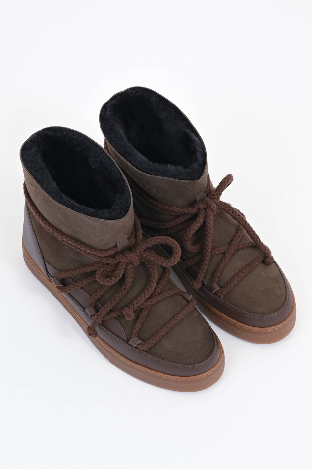 Inuikii Lammfell-Boots CLASSIC aus Veloursleder in Brown