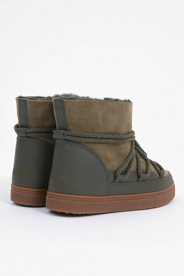 Inuikii Lammfell-Boots CLASSIC aus Veloursleder in Oliv