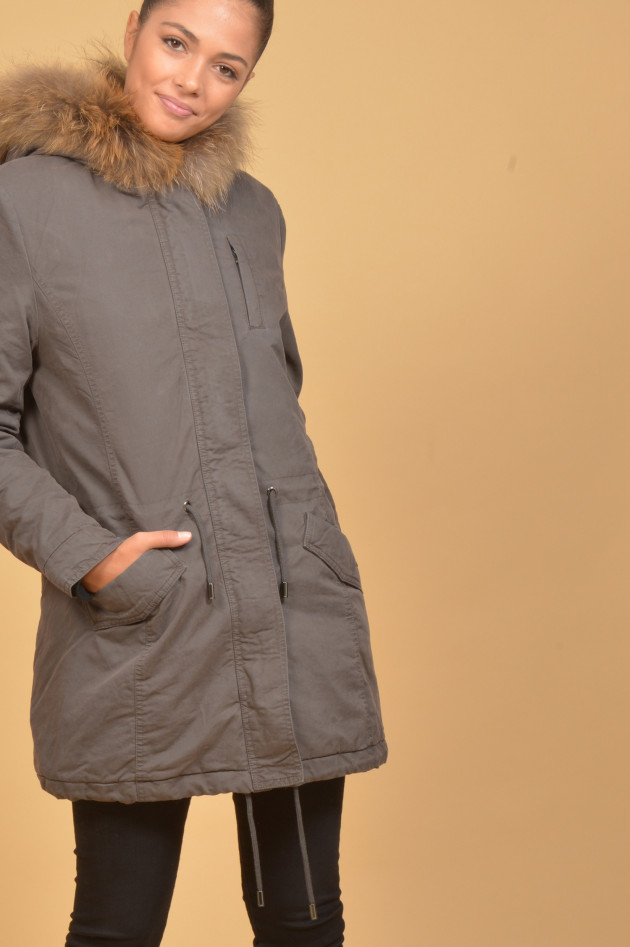 IQ+ Berlin Parka mit Fellbesatz in Grau