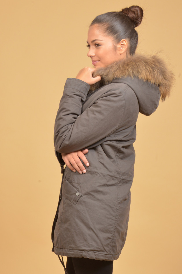 IQ+ Berlin Parka mit Fellbesatz in Grau