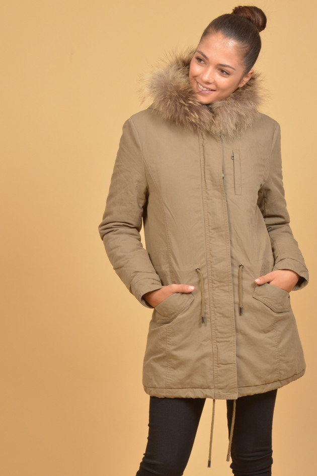 IQ+ Berlin Parka mit Fellbesatz in Beige