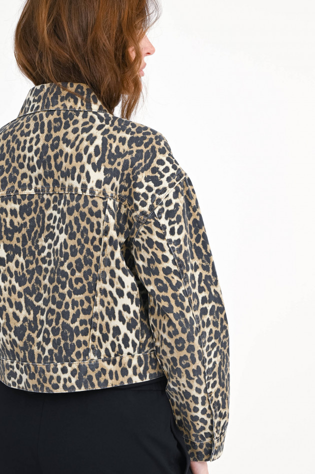 IQ Studio Jeansjacke mit Leopardenmuster in Braun/Schwarz