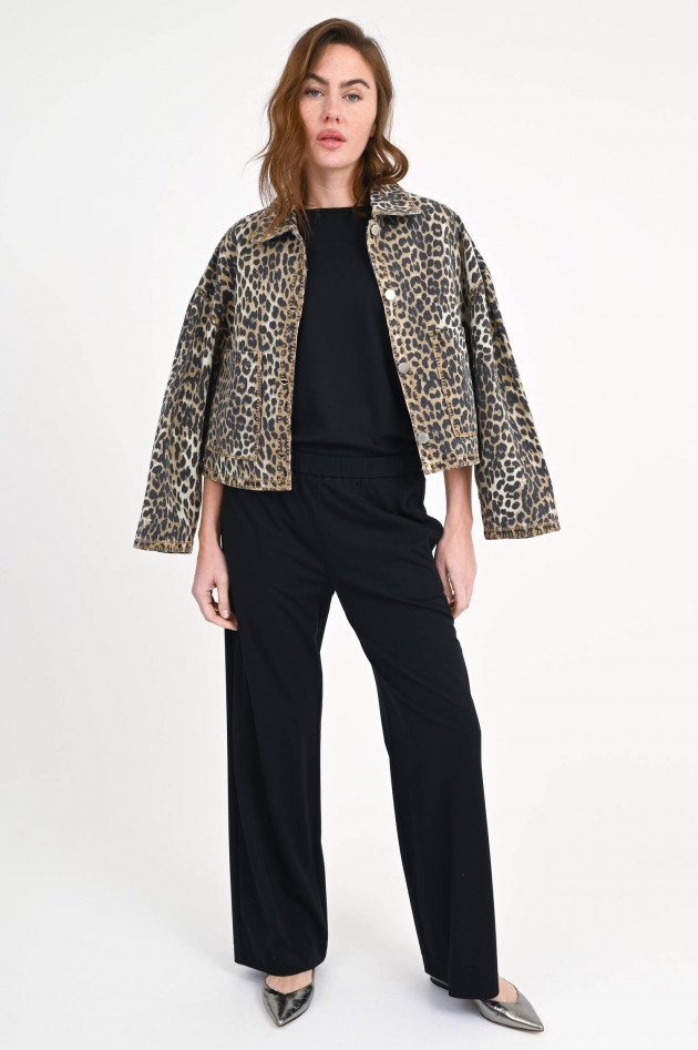 IQ Studio Leo-Jeansjacke mit Stickerei in Braun/Schwarz