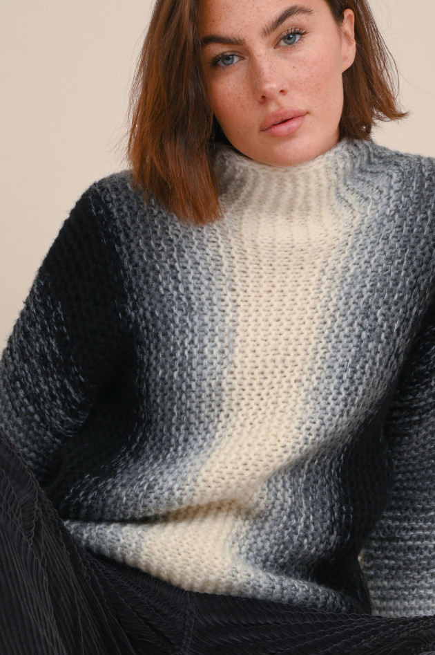 Iris von Arnim  Cashmere-Mix Pullover DARK RAINBOW in Schwarz/Ecru