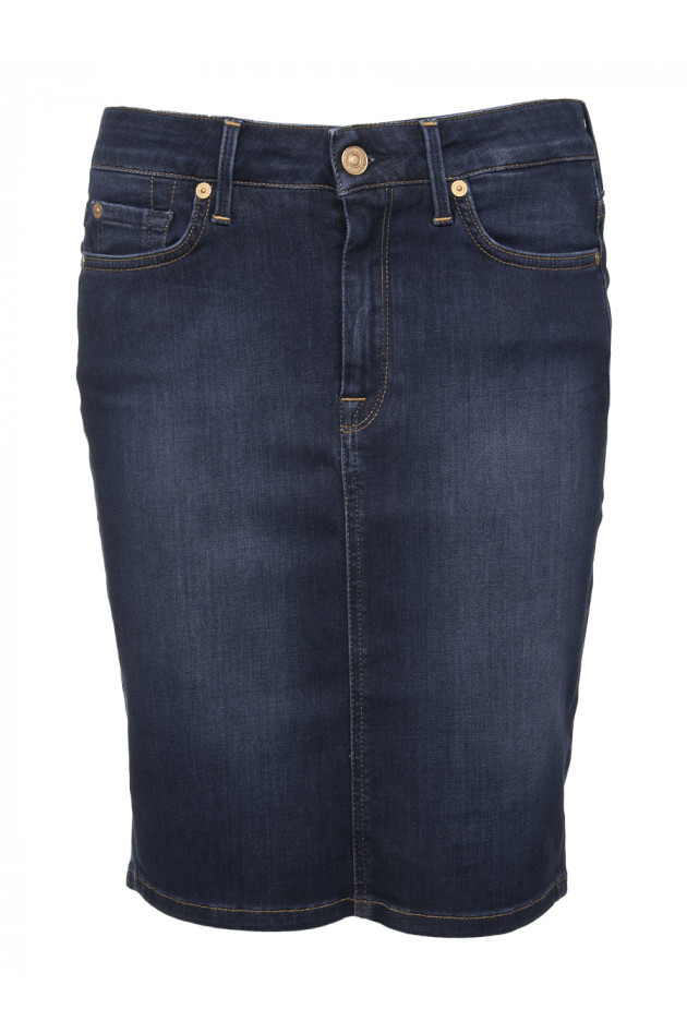 Jeansrock in dunklem Used-Jeansblau