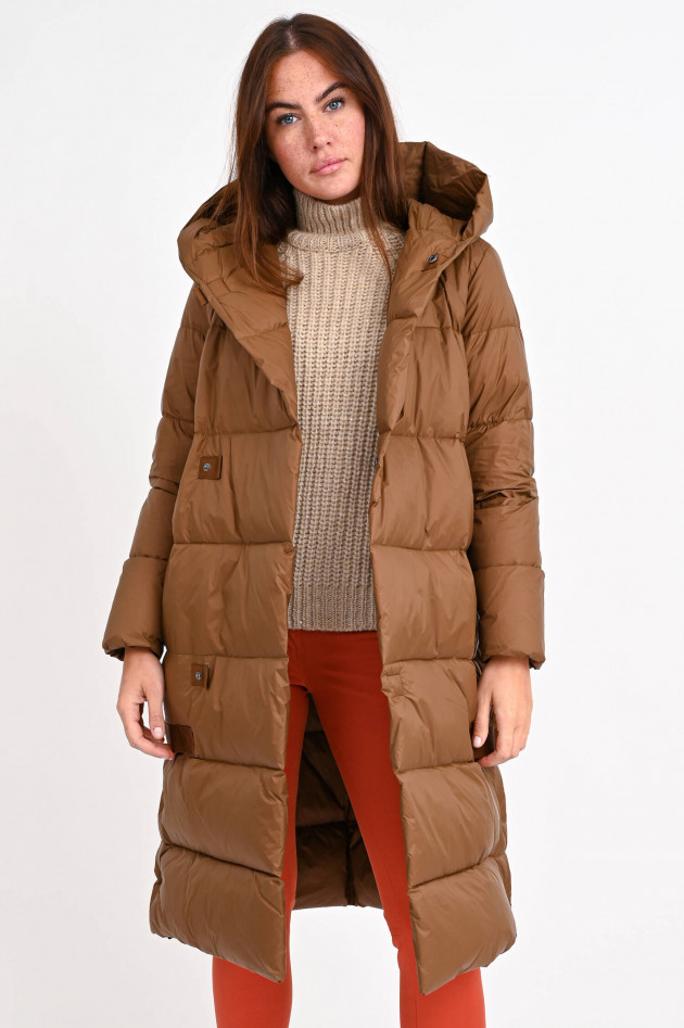 JNBY Langer Daunenstepp-Mantel in Camel