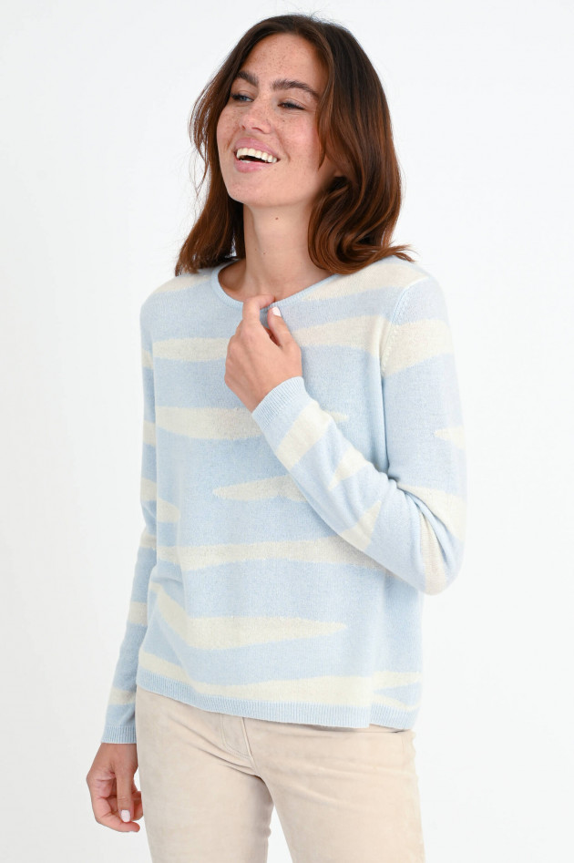 Jumper 1234 Cashmere Pullover in Hellblau/Weiß