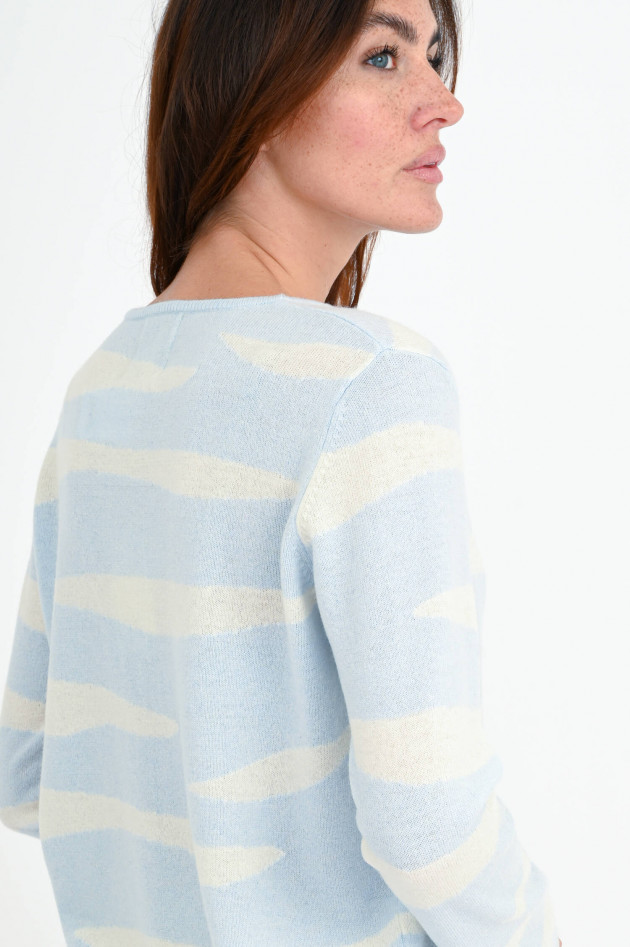 Jumper 1234 Cashmere Pullover in Hellblau/Weiß