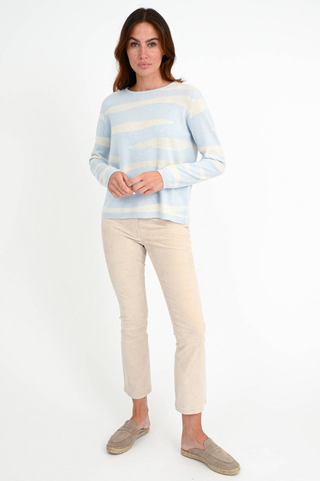 Jumper 1234 Cashmere Pullover in Hellblau/Weiß