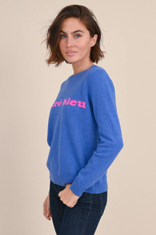 Jumper 1234 Cashmere Pullover mit Aufschrift in Blau