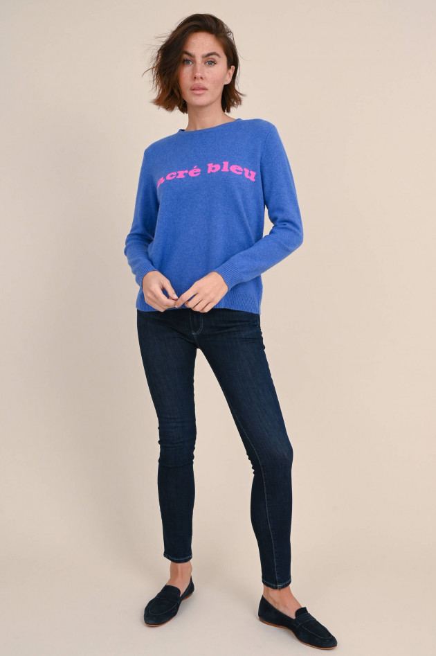 Jumper 1234 Cashmere Pullover mit Aufschrift in Blau