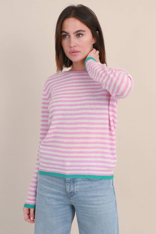 Jumper 1234 Cashmere Pullover in Pink/Weiß