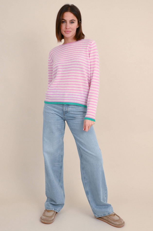 Jumper 1234 Cashmere Pullover in Pink/Weiß