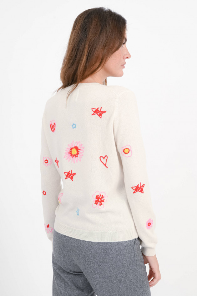 Jumper 1234 Cashmere Pullover mit Stick-Applikationen in Cloud