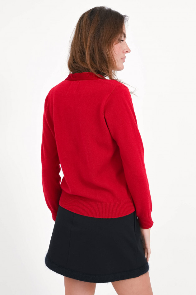 Jumper 1234 Cardigan VELVET mit Samtband in Red