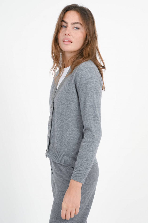 Jumper 1234 Cardigan VELVET mit Samtband in Mid Grey