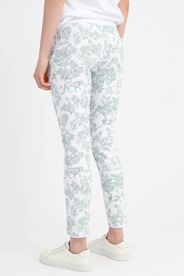 Juvia Sweatpants SMILLA in Jungle-Print in Mint/Weiß