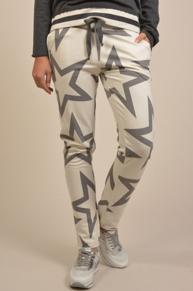 Juvia Jogginghose mit Sternchenprint in Natur/Grau