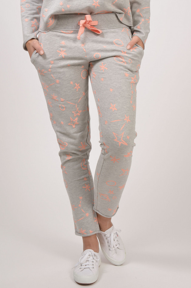 Juvia Jogginghose mit Planeten - Print in Grau/Lachs