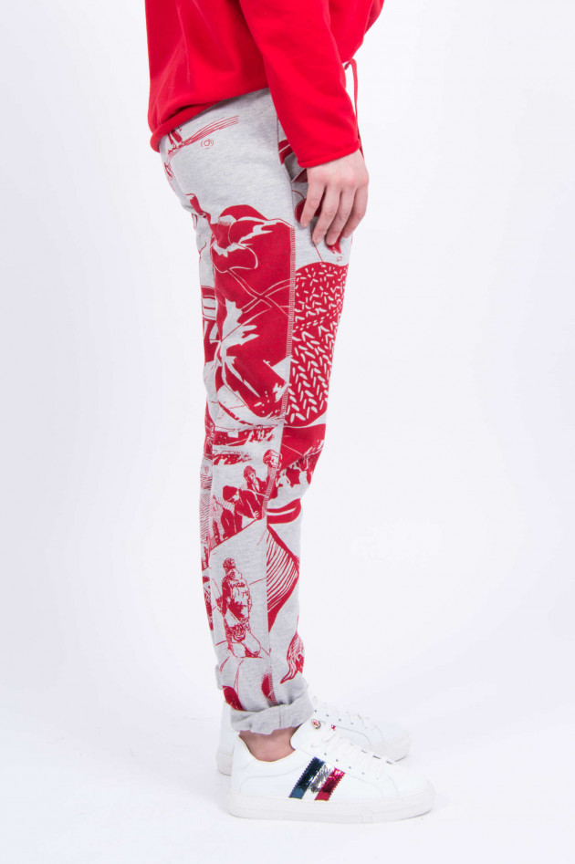 Juvia Sweatpants in Grau/Rot gemustert