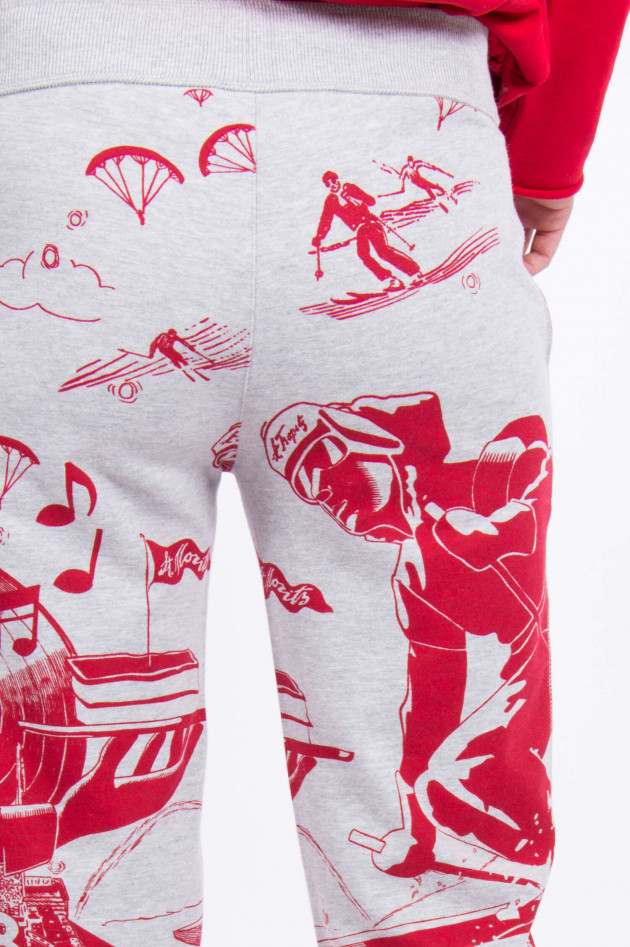 Juvia Sweatpants in Grau/Rot gemustert