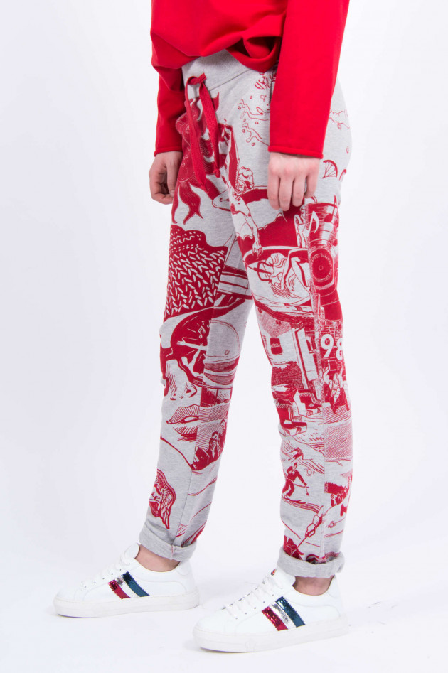 Juvia Sweatpants in Grau/Rot gemustert