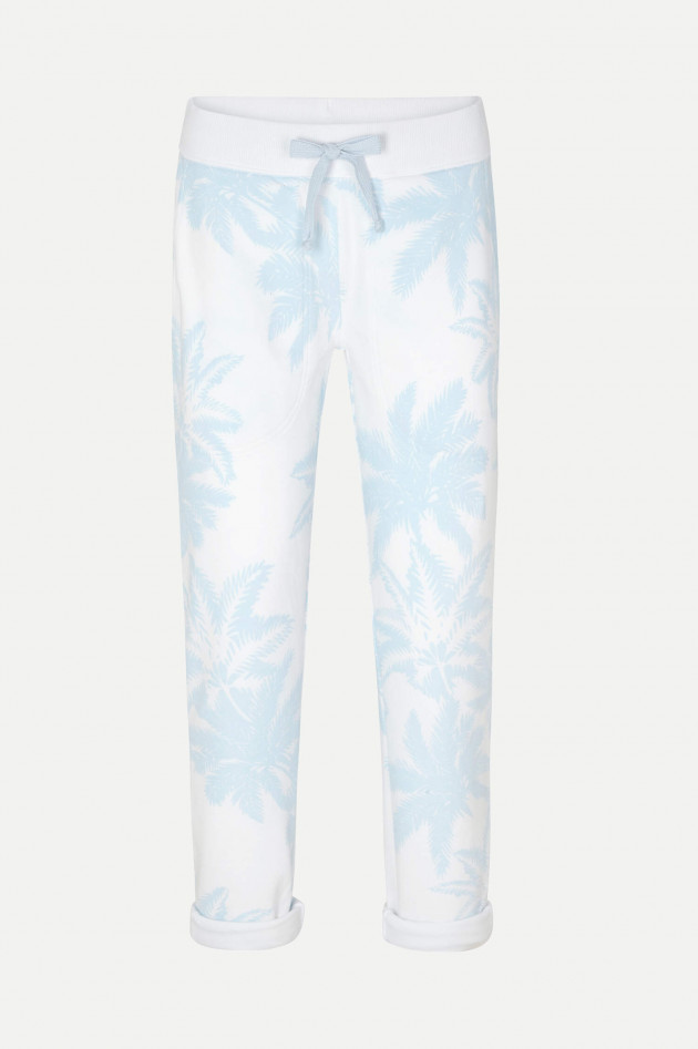 Juvia Reaxed Fit Sweatpants mit Palmenprint in Weiß