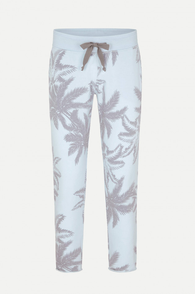 Juvia Slim-Fit Sweatpants mit Palmen-Print in Hellblau