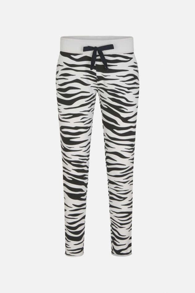 Juvia Sweatpants im Zebra-Design in Hellgrau/Schwarz