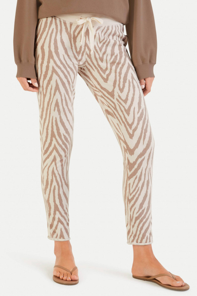 Juvia Sweatpants im Zebra-Design in Creme/Tabacco