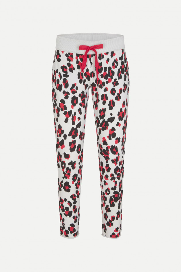 Juvia Sweatpants mit Leo-Print in Hellgrau/Rot