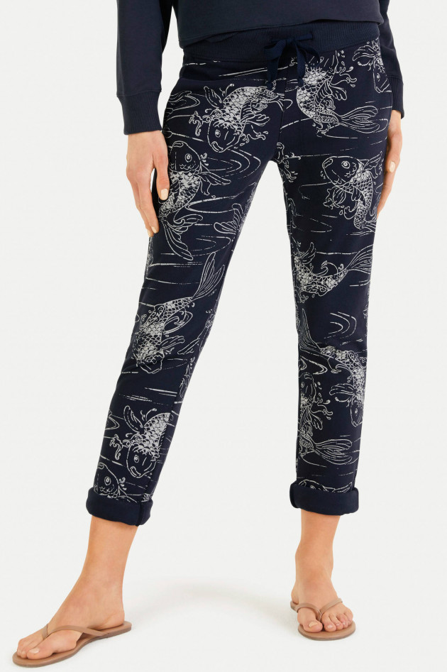 Juvia Relaxed Fit Sweatpants mit Allover-Print in Navy