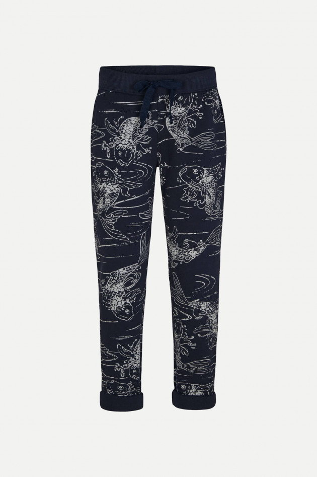 Juvia Relaxed Fit Sweatpants mit Allover-Print in Navy