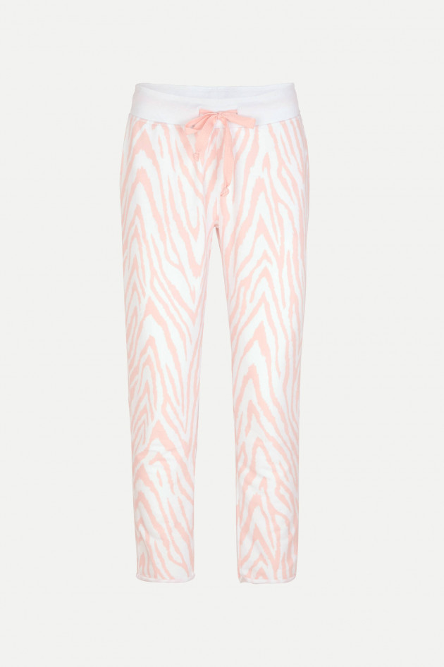 Juvia Sweatpants im Zebra-Design in Weiß/Rosa