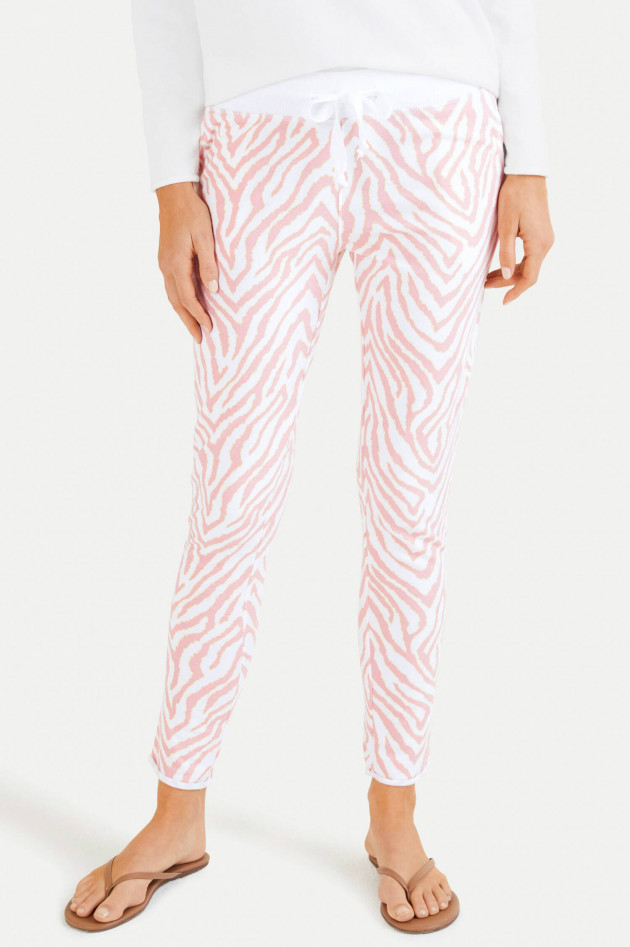 Juvia Sweatpants im Zebra-Design in Weiß/Rosa