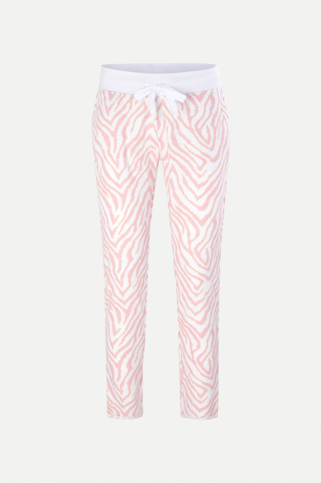 Juvia Sweatpants im Zebra-Design in Weiß/Rosa