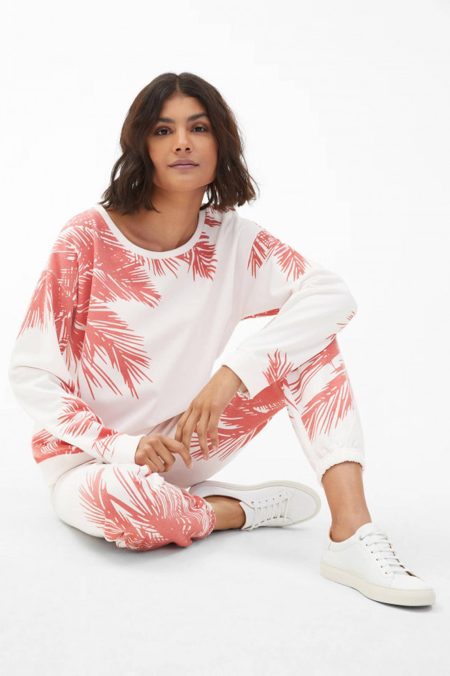 Juvia Sweatpants im Palmen-Design in Weiß/Rot