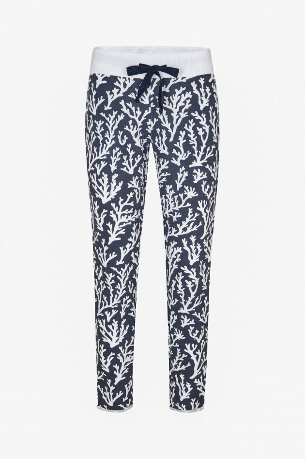 Juvia Sweatpants mit Korallen-Print in Navy/Weiß