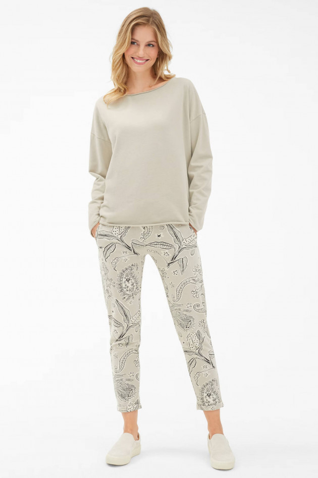 Juvia Sweatpants mit Tropical Print in Graugrün