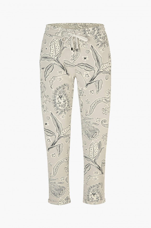 Juvia Sweatpants mit Tropical Print in Graugrün