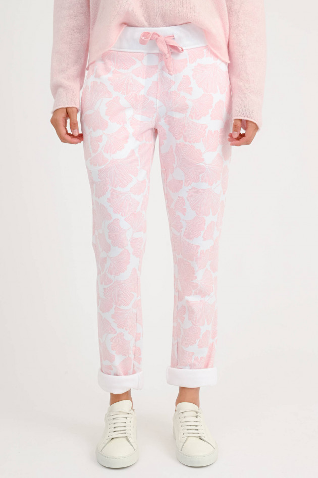 Juvia Jogginghose mit Blumen-Print in Rosa/Weiß