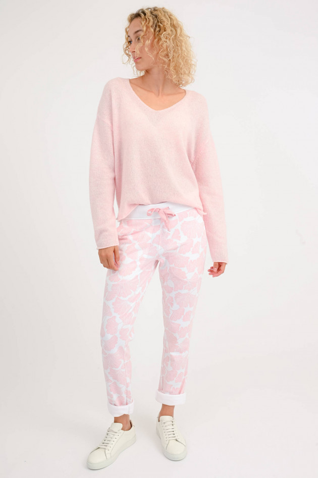 Juvia Jogginghose mit Blumen-Print in Rosa/Weiß